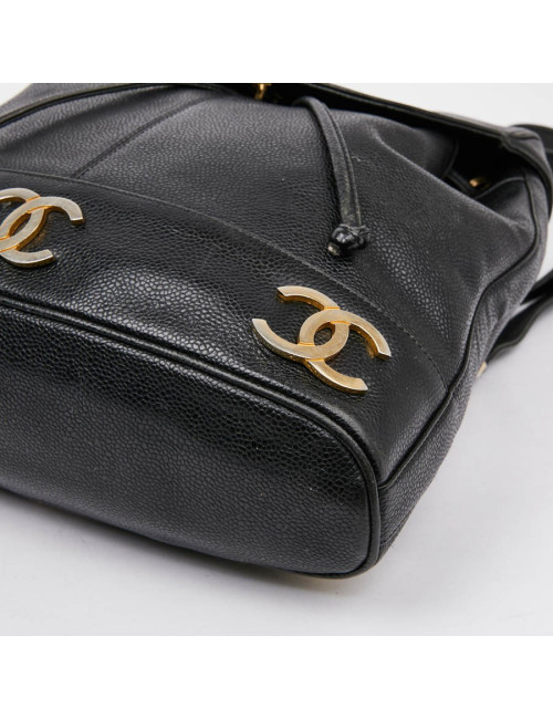 Sac à dos CHANEL cuir caviar noir Vintage