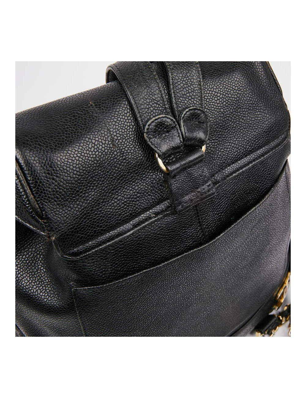Sac à dos CHANEL cuir caviar noir Vintage