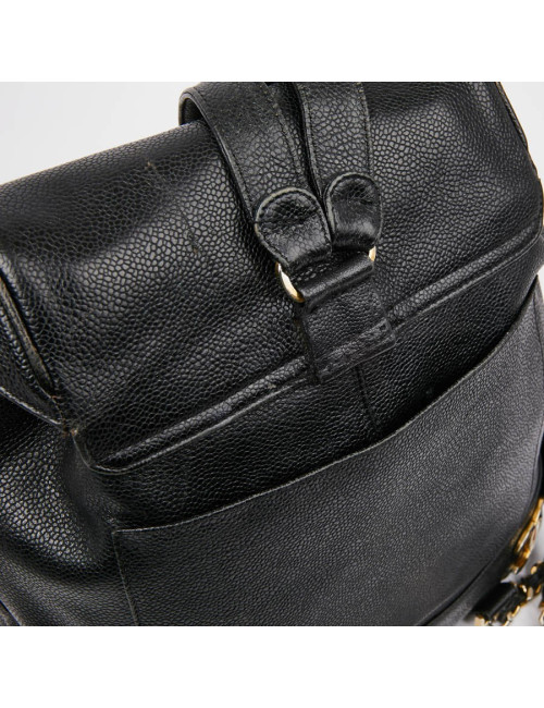 Sac à dos CHANEL noir cuir caviar