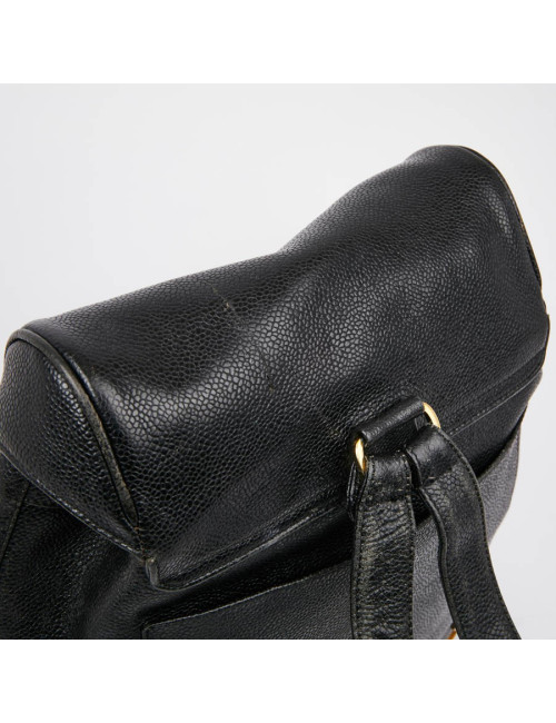 Sac à dos CHANEL cuir caviar noir Vintage