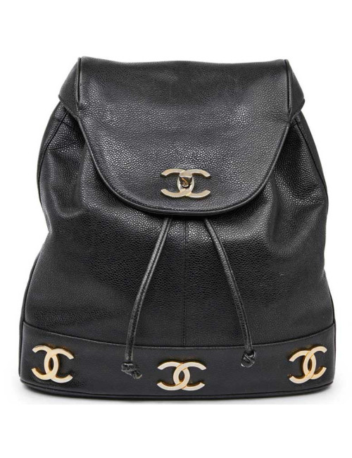 Sac à dos CHANEL noir cuir caviar