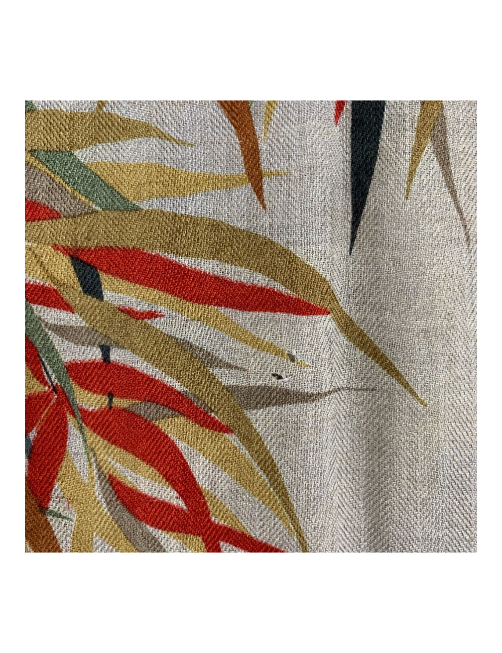 Echarpe homme Hermes cachemire marron dessin branches de bambou