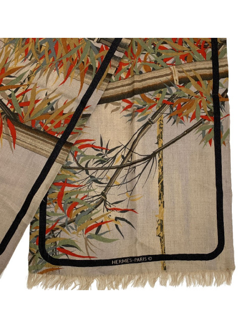 HERMES brown bambou stems print scarf