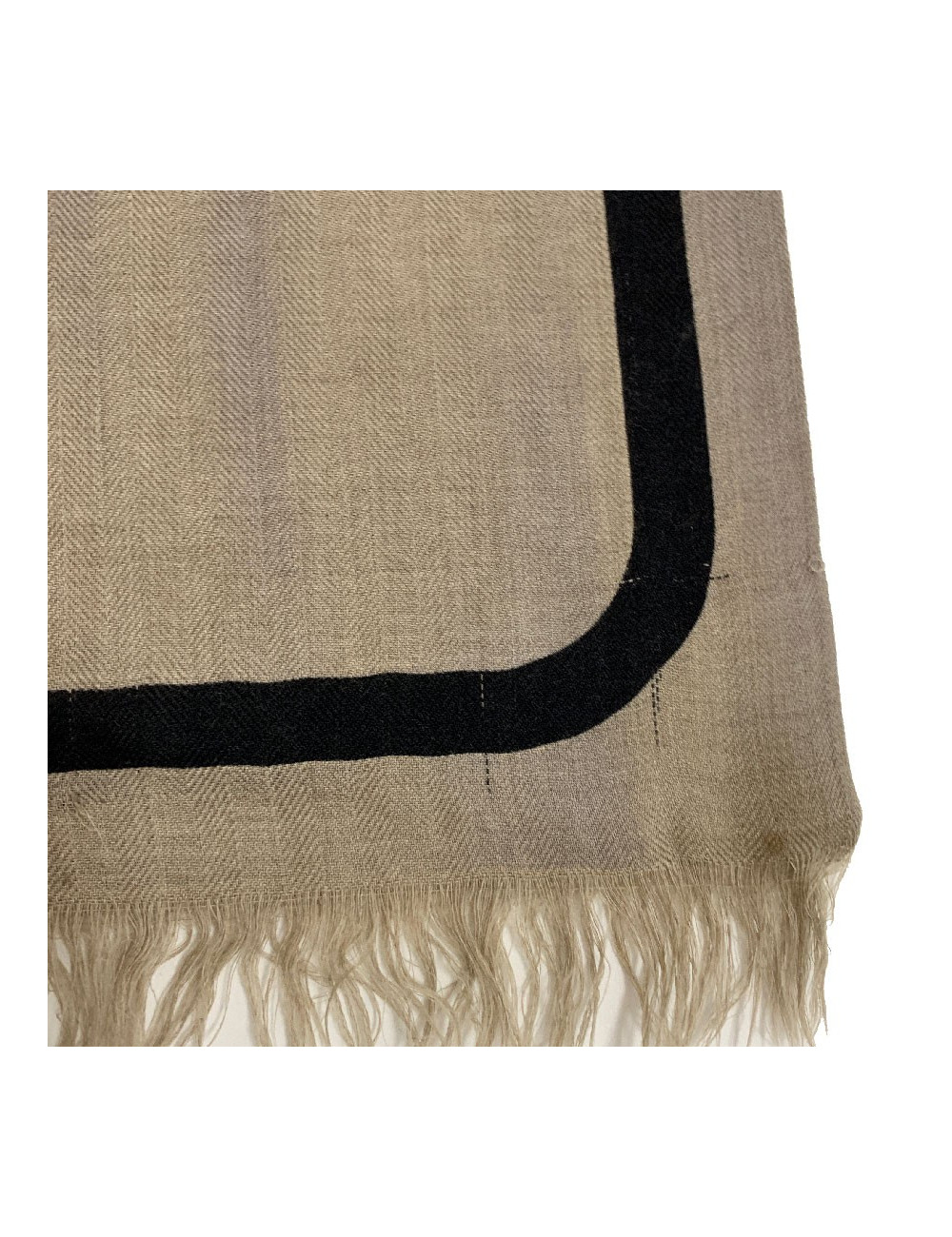 Echarpe homme Hermes cachemire marron dessin branches de bambou