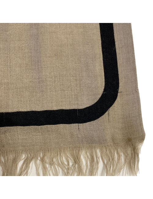 Echarpe homme Hermes cachemire marron dessin branches de bambou