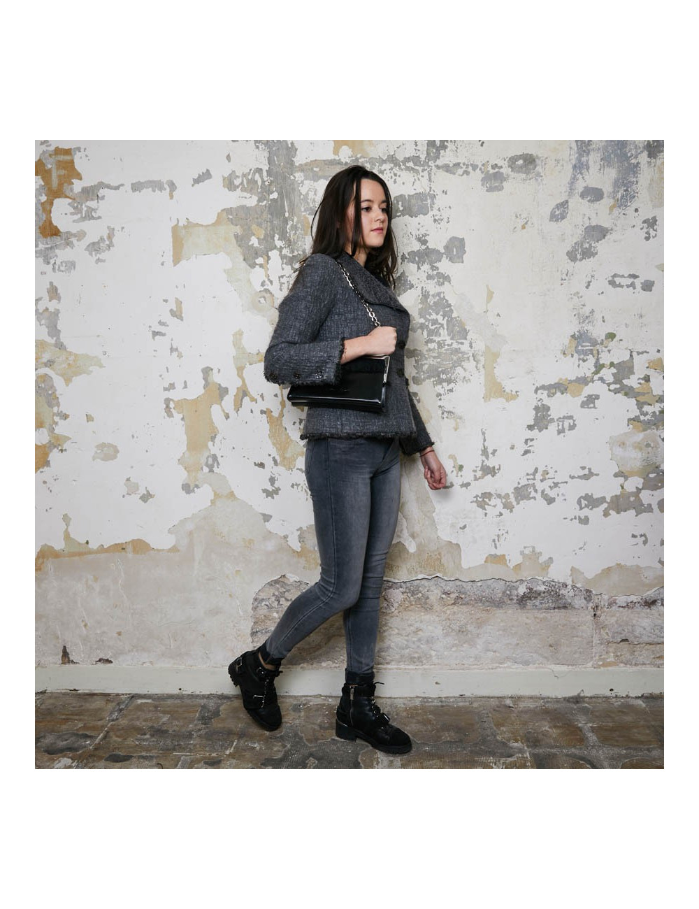 Sac DIOR cuir verni mat noir Collector