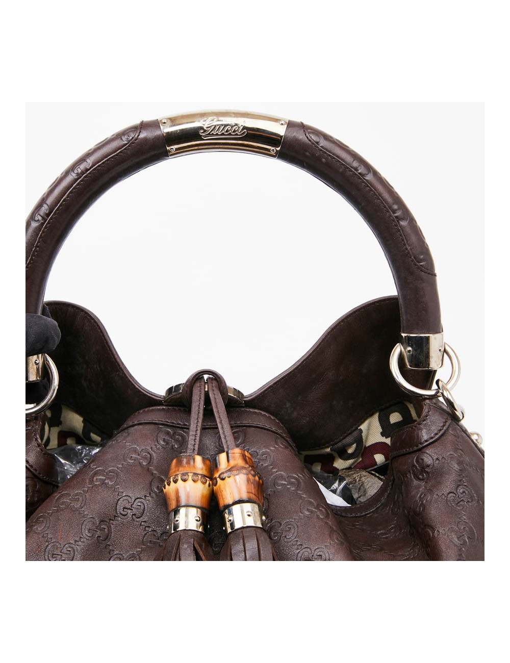 Sac GUCCI Indy cuir monogram marron