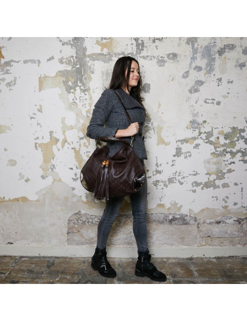 Sac GUCCI Indy cuir monogram marron