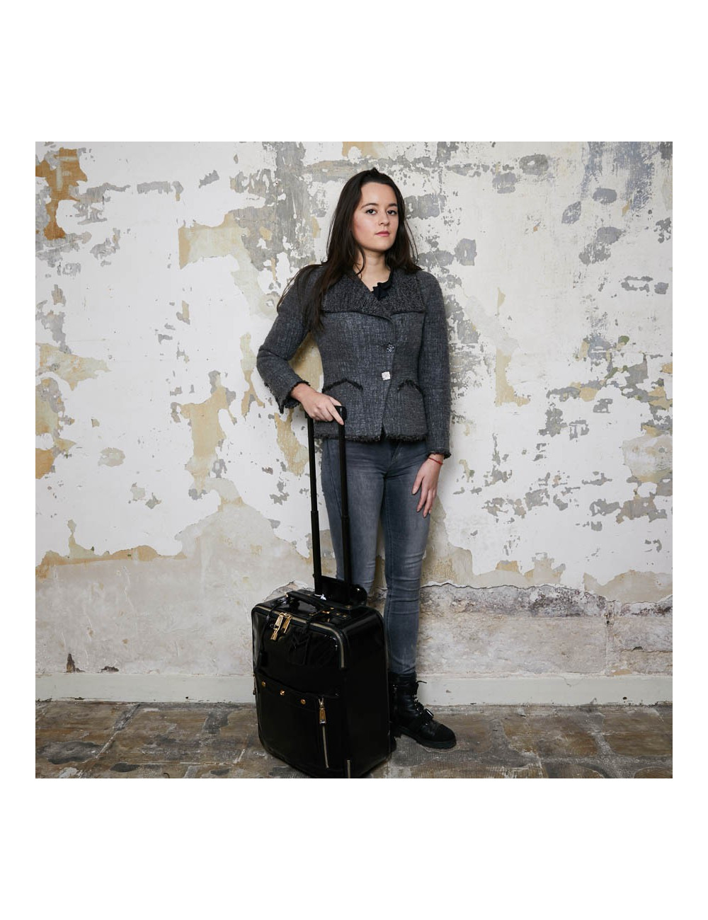 Valise YSL cuir verni noir