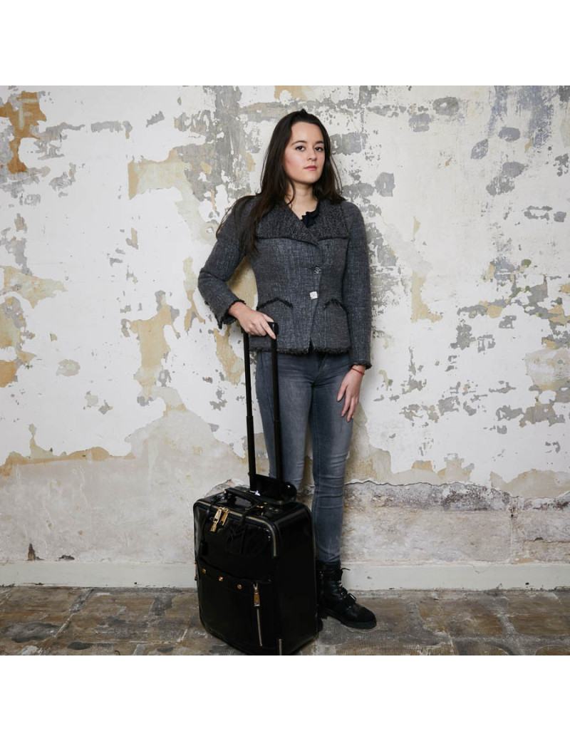 Valise YSL cuir verni noir