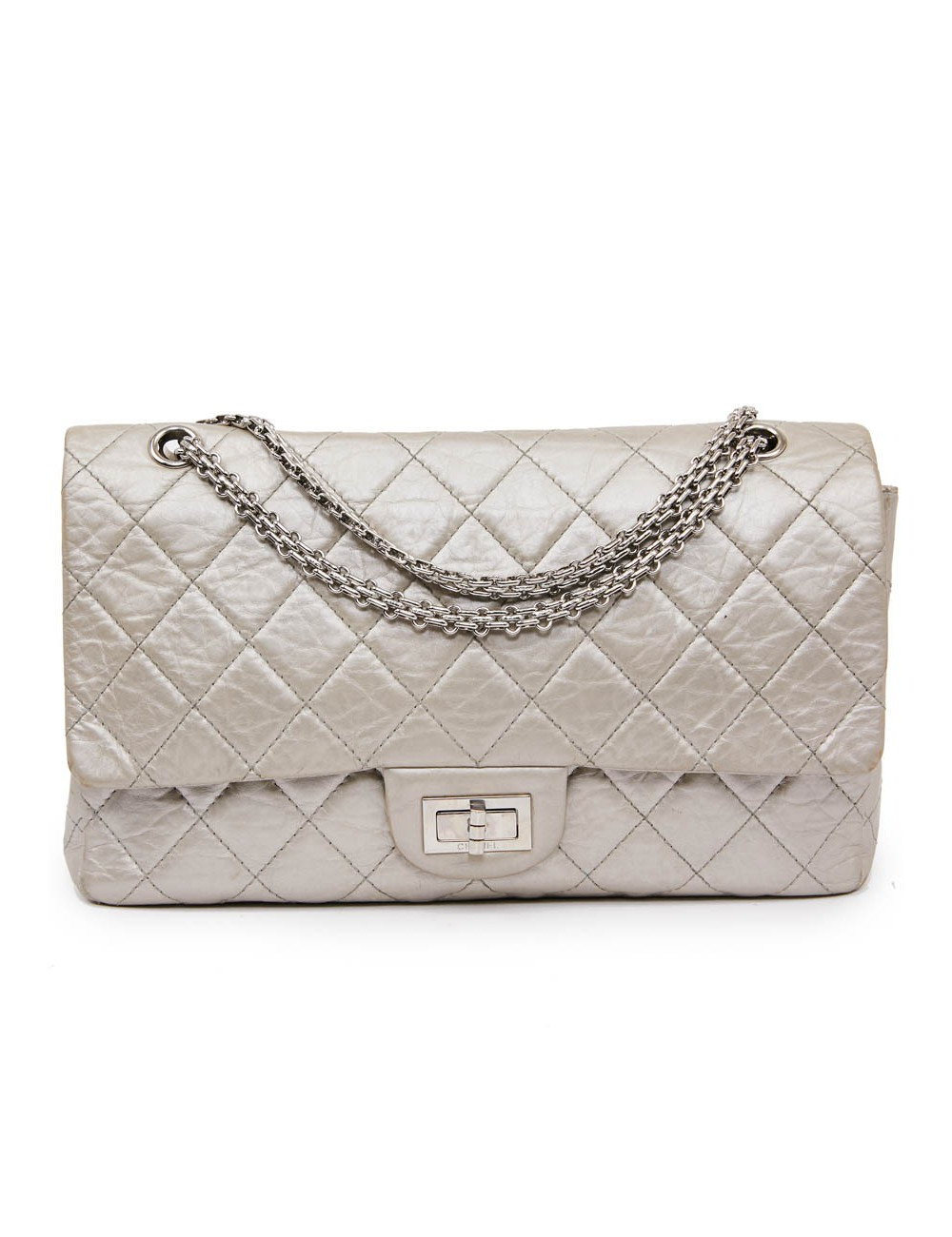 Jumbo CHANEL cuir vieilli argent