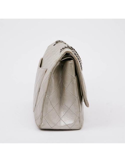 Jumbo CHANEL cuir vieilli argent