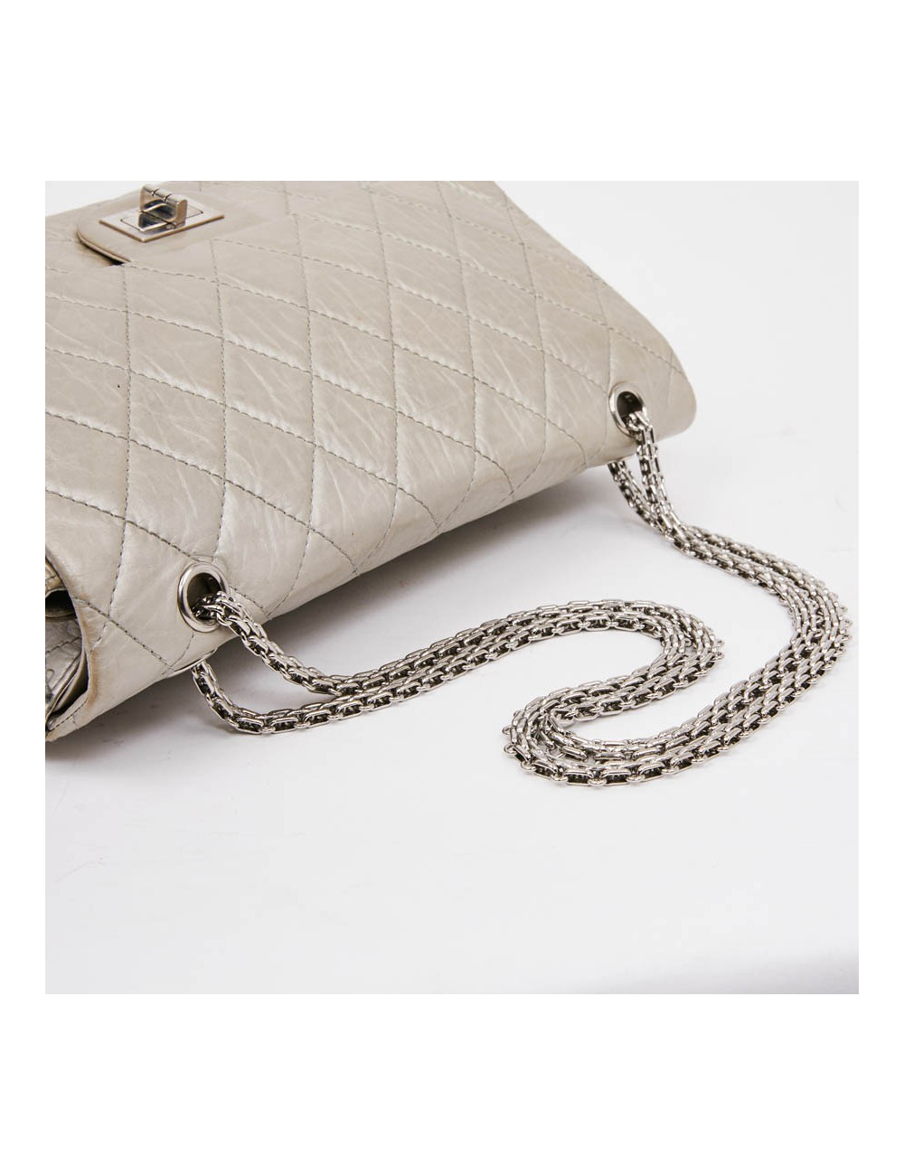 Jumbo CHANEL cuir vieilli argent