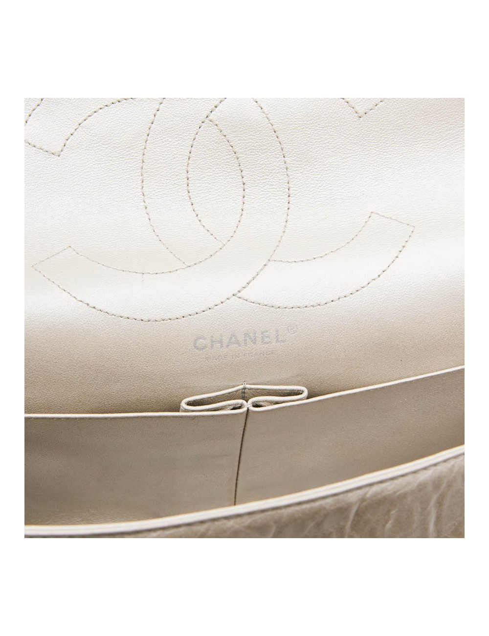 Jumbo CHANEL cuir vieilli argent