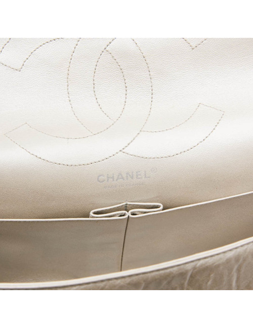 Jumbo CHANEL cuir vieilli argent
