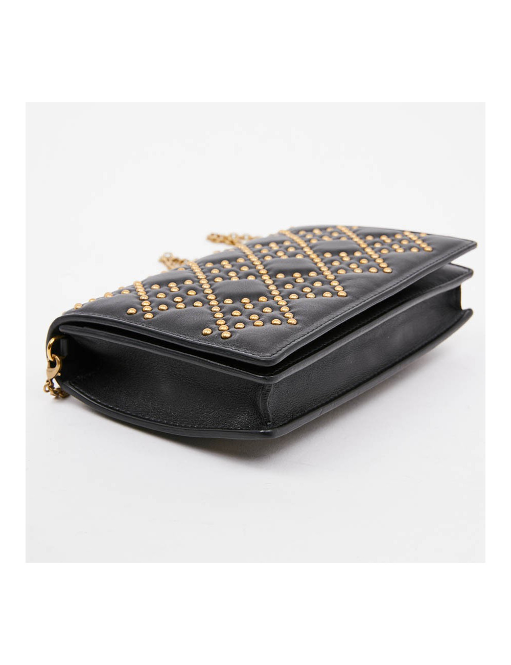Wallet on chain DIOR noir clouté doré
