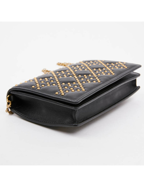 Sac pochette DIOR cuir noir clouté doré