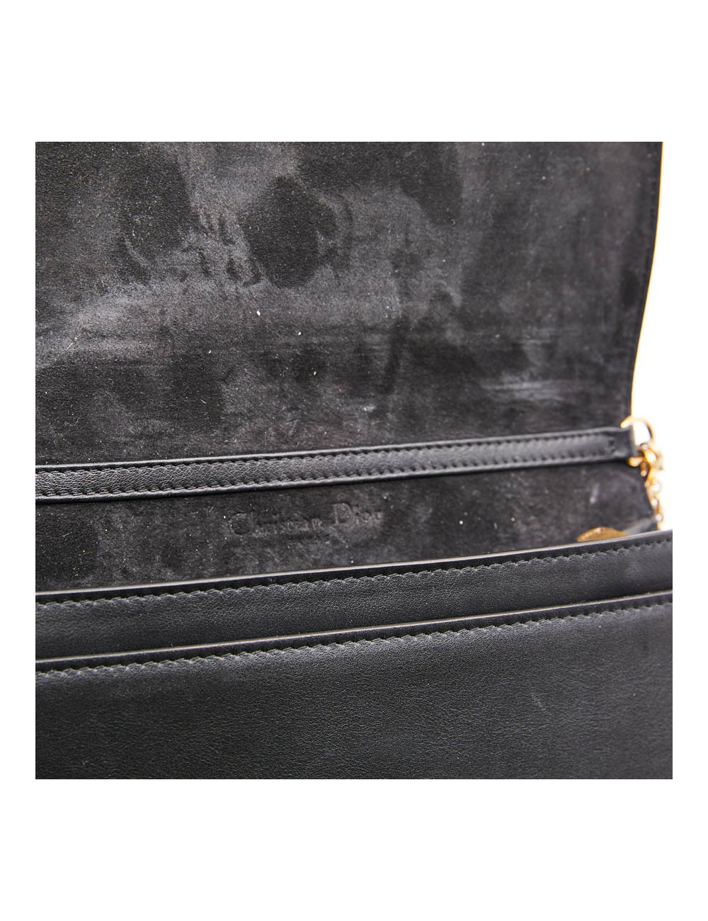 Sac pochette DIOR cuir noir clouté doré