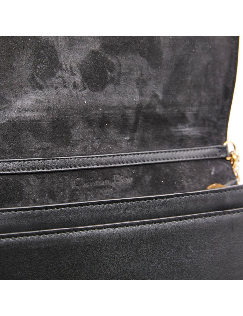 Sac pochette DIOR cuir noir clouté doré