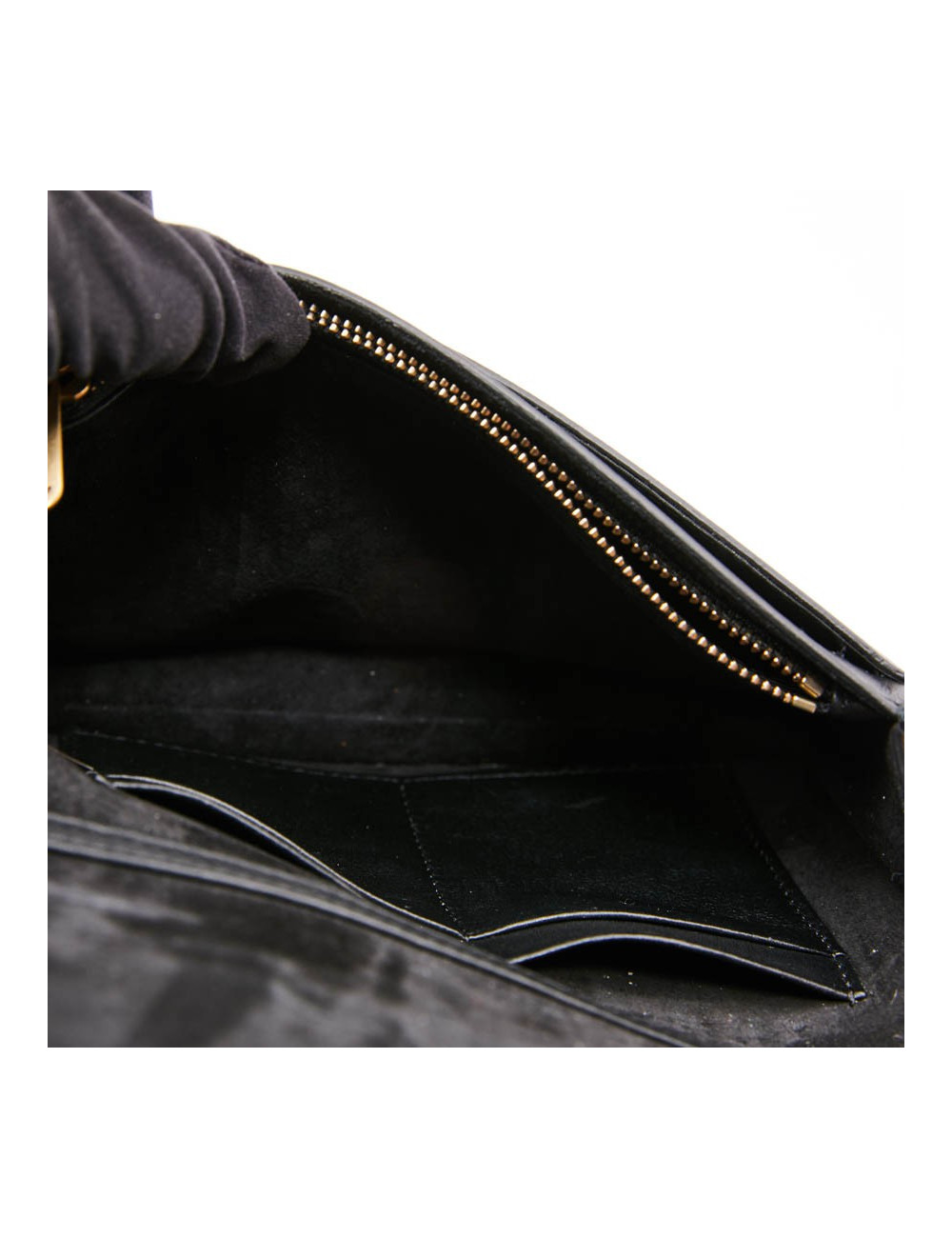 Sac pochette DIOR cuir noir clouté doré