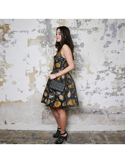 Wallet on chain DIOR noir clouté doré