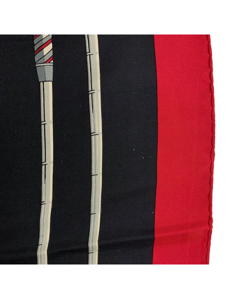 Carré HERMES rouge et noir "Canada Cup 1963" en soie