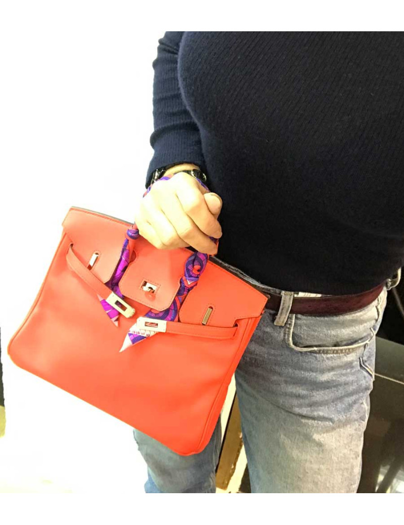 bIRKIN 25 HERMES cir swift rouge tomate