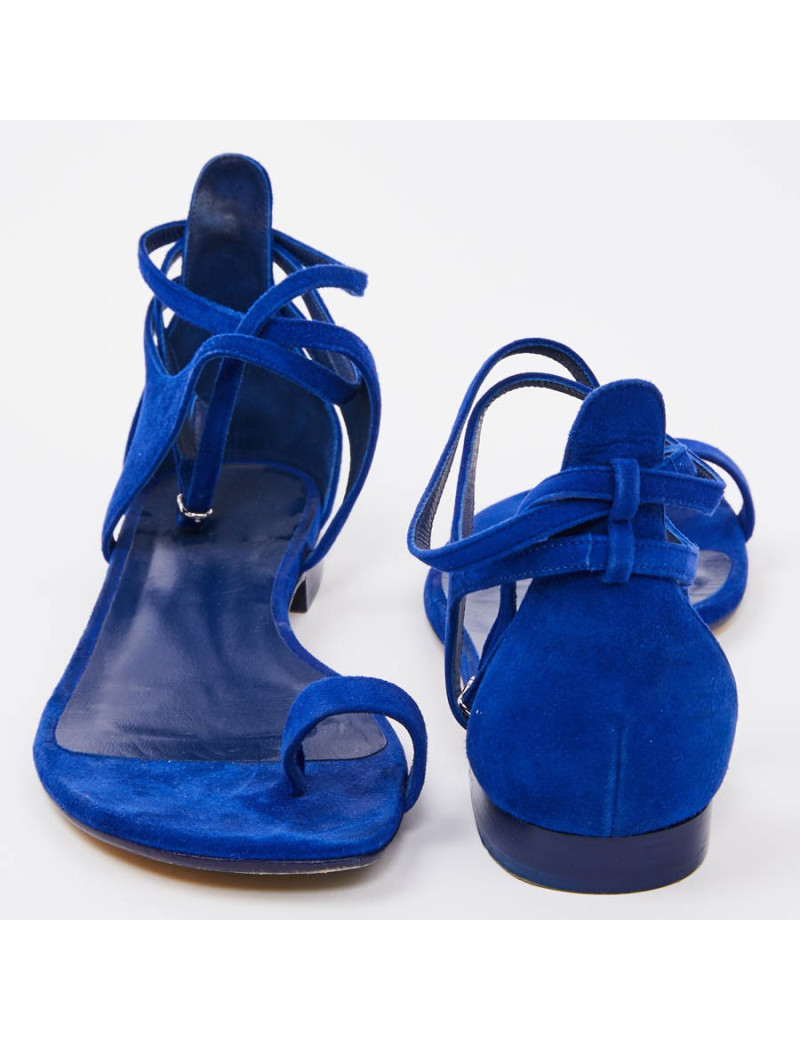 Sandales HERMES T37,5 bleu éléctrique