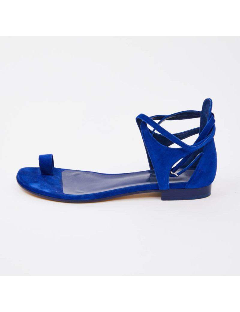 Sandales HERMES T37,5 bleu éléctrique