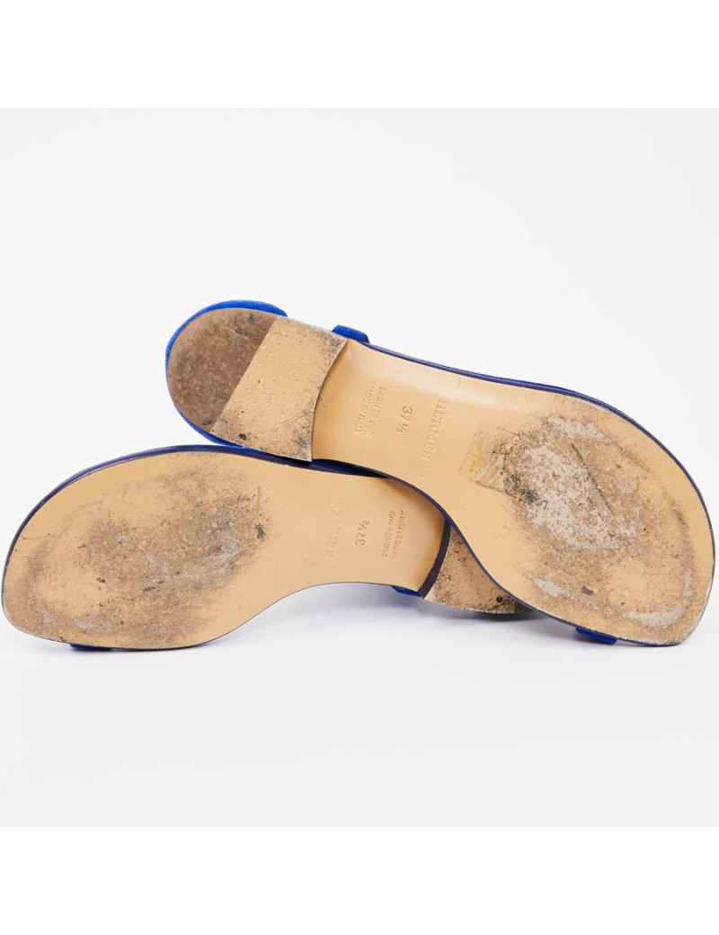 Sandales HERMES T37,5 bleu éléctrique