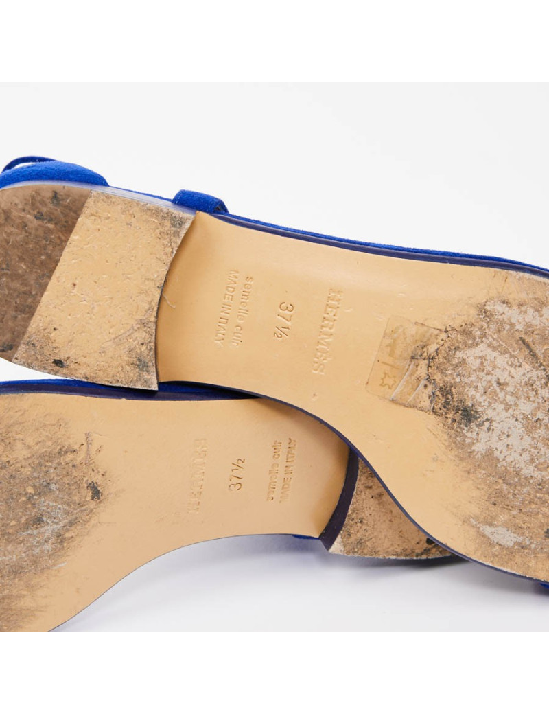 Sandales HERMES T37,5 bleu éléctrique