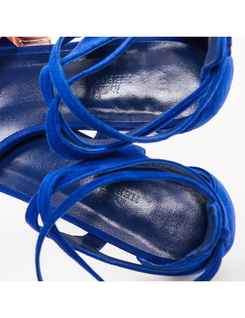 Sandales HERMES T37,5 bleu éléctrique