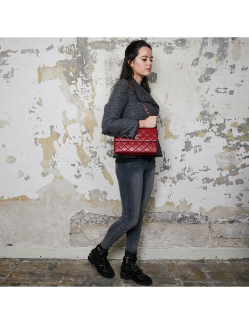 Sac CHANEL cuir rouge lisse