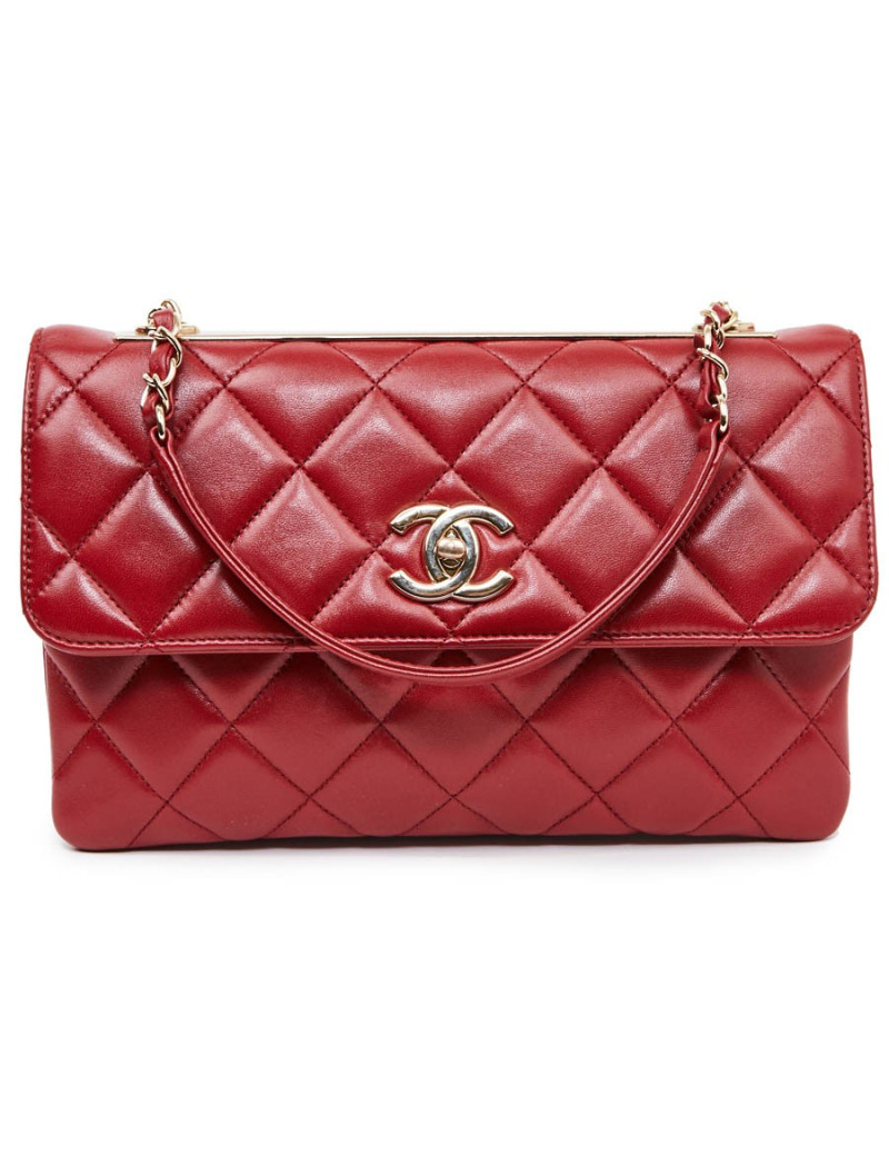 Sac CHANEL cuir rouge lisse