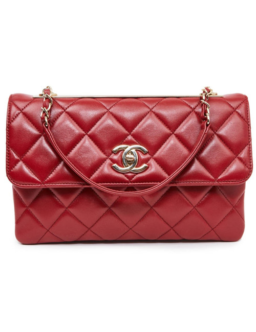 Sac CHANEL cuir rouge lisse