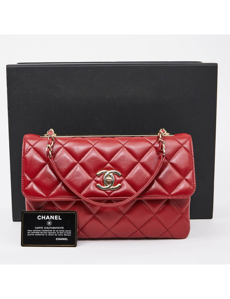 Sac CHANEL cuir rouge lisse