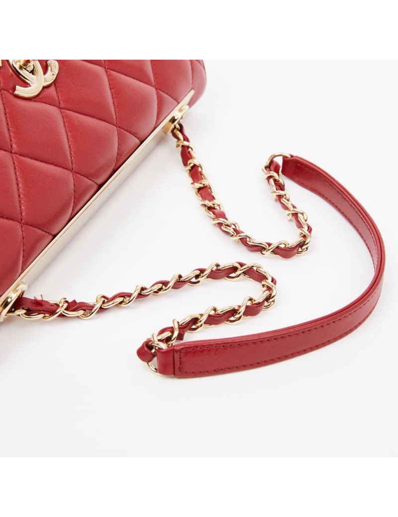 Sac CHANEL cuir rouge lisse