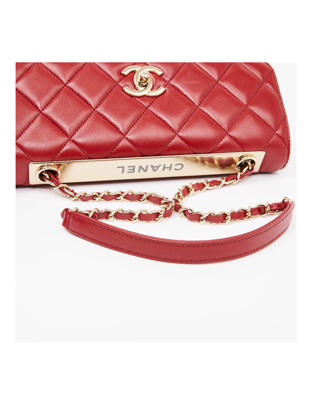 Sac CHANEL cuir rouge lisse
