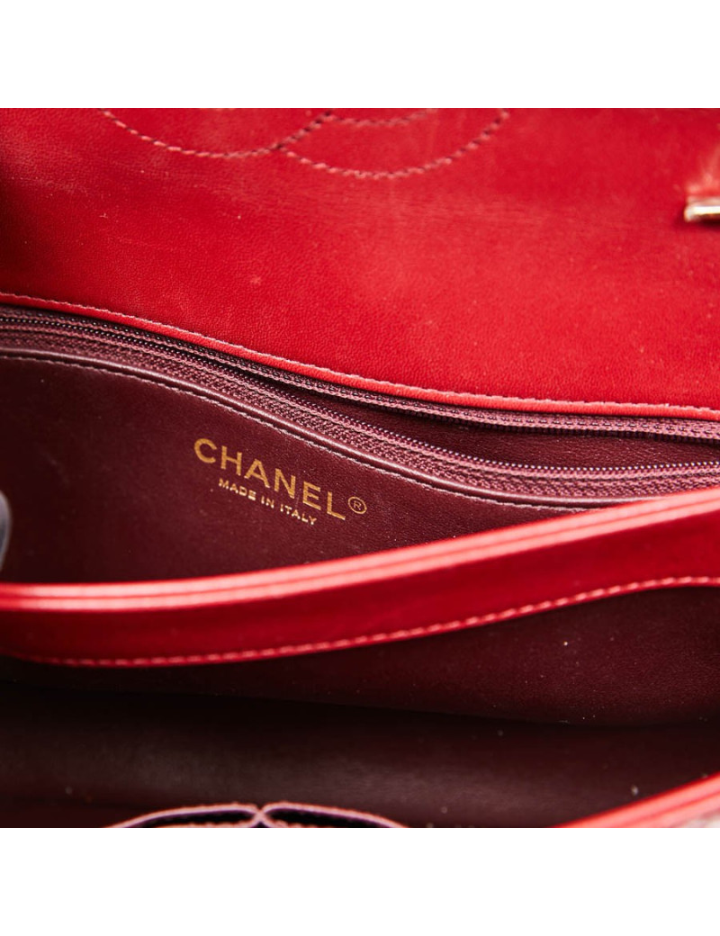Sac CHANEL cuir rouge lisse