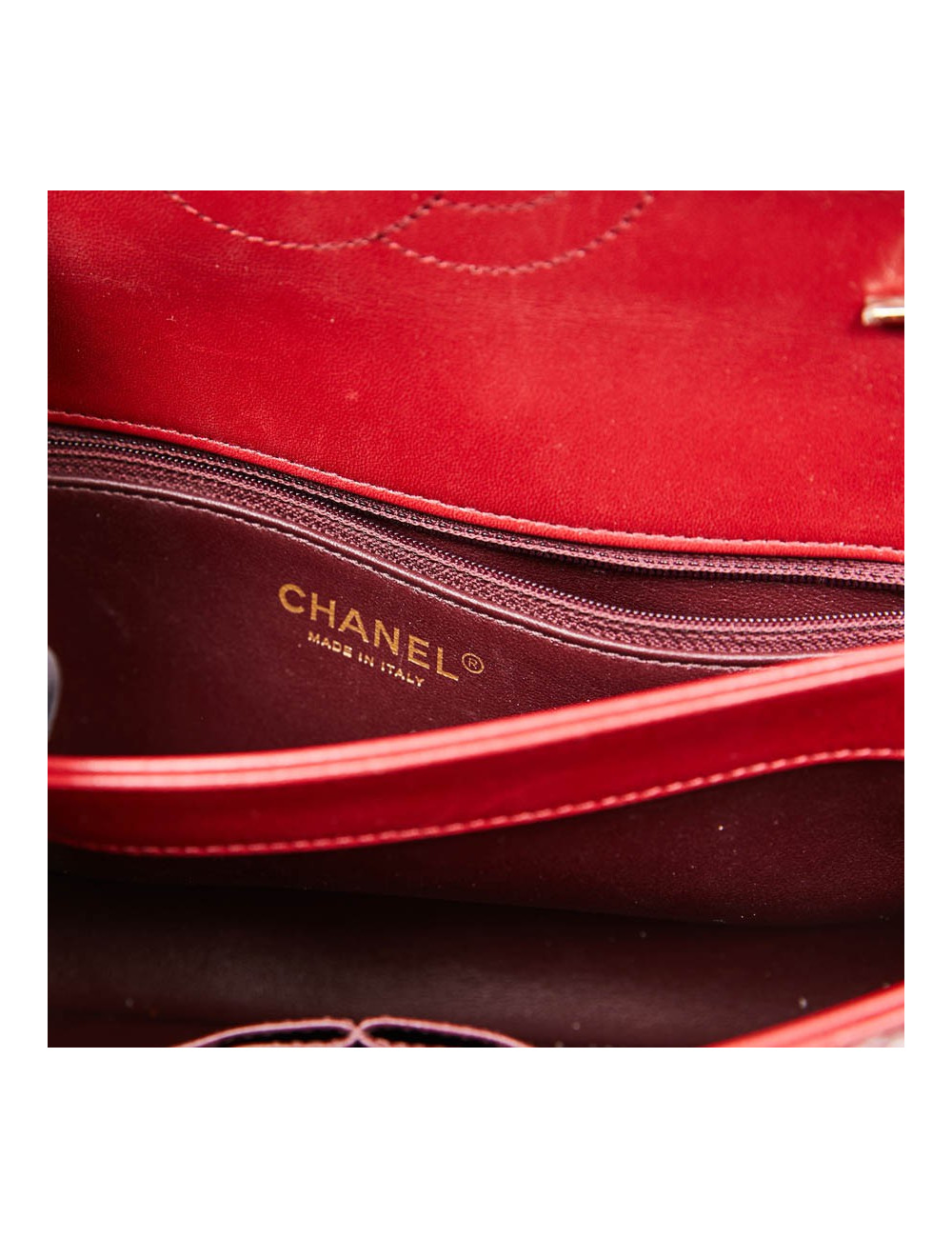Sac CHANEL cuir rouge lisse