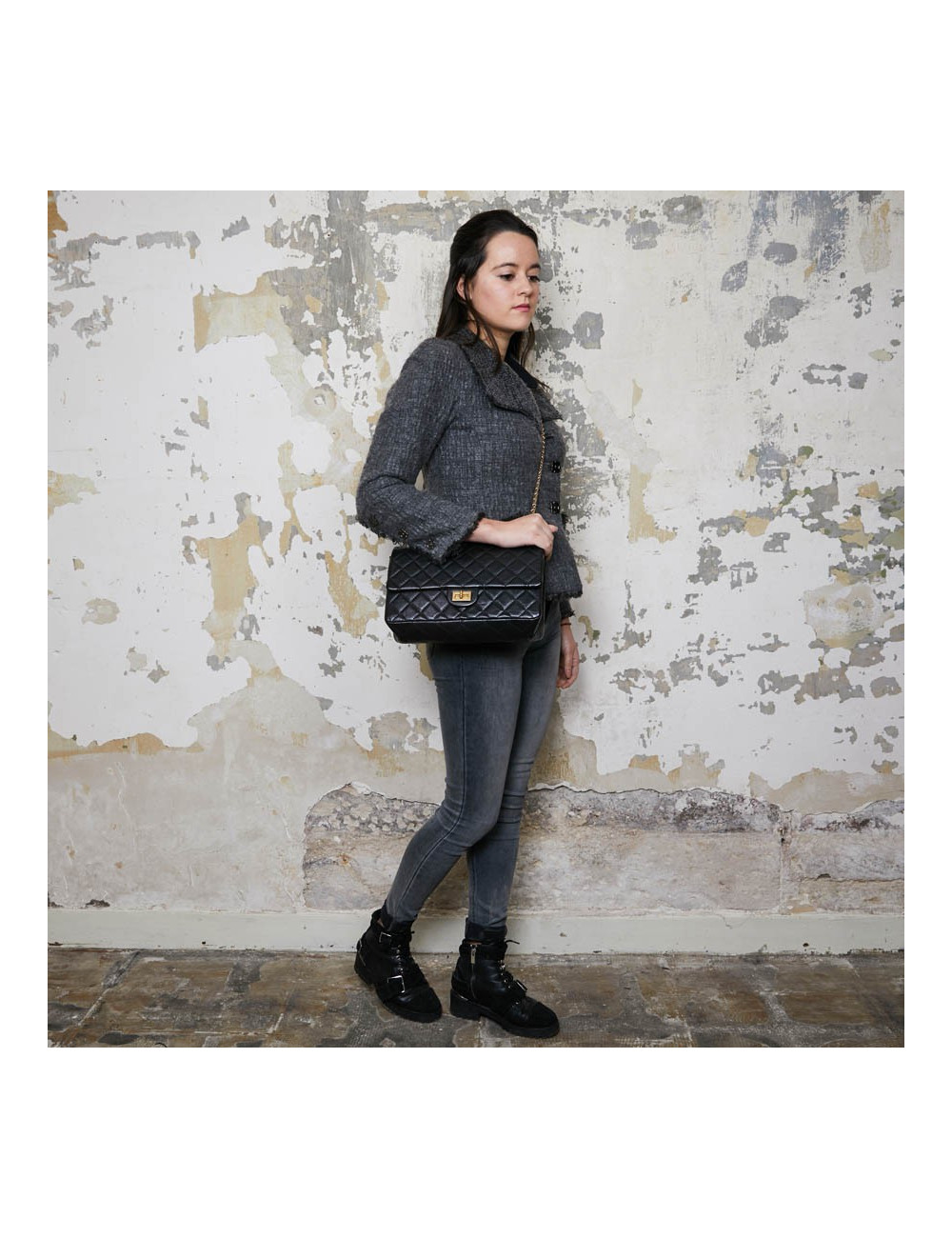 Sac CHANEL 2.55 cuir noir