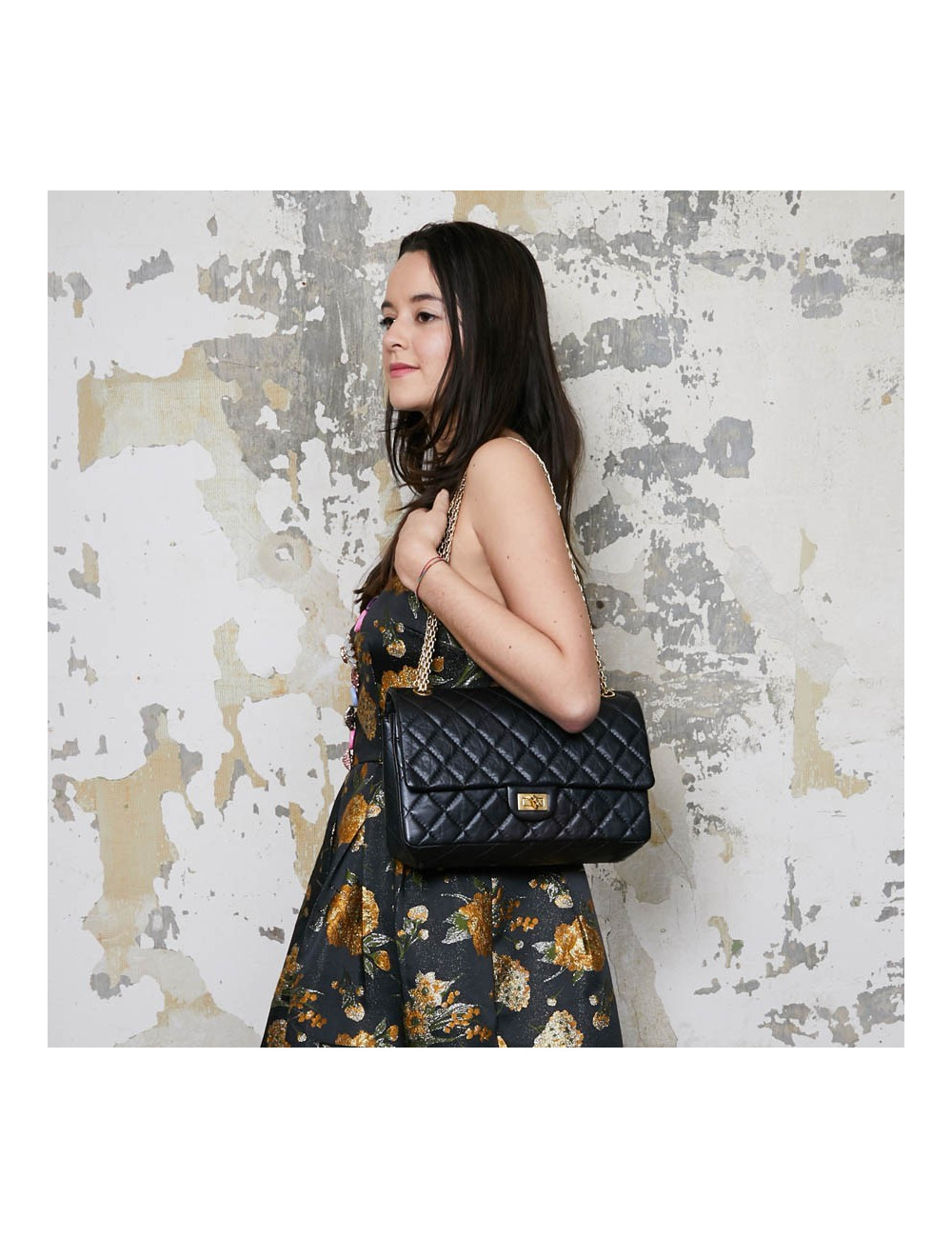 Sac CHANEL 2.55 cuir noir