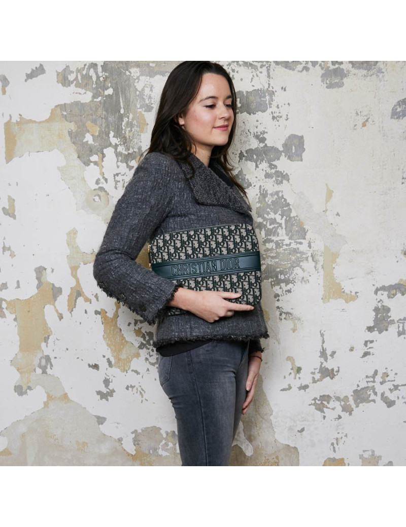 Grande Pochette DIOR toile monogramme verte