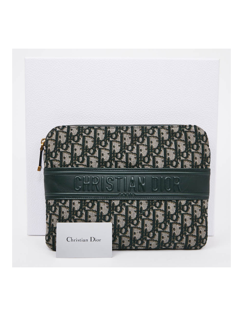Grande Pochette DIOR toile monogramme verte