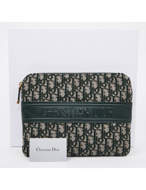 Grande Pochette DIOR toile monogramme verte