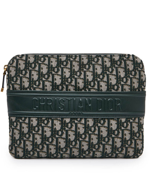 Grande Pochette DIOR toile monogramme verte