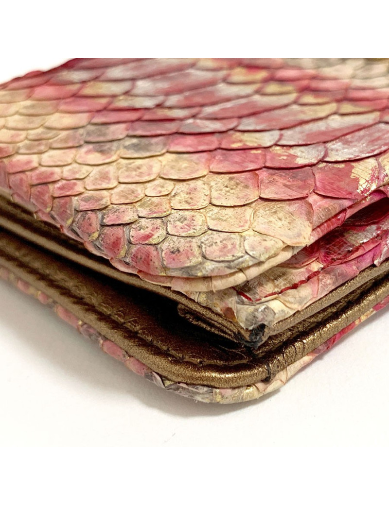 Pochette CHANEL python beige rose rouge