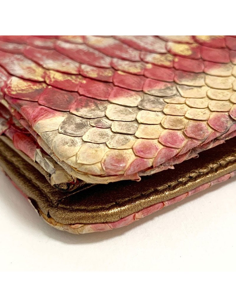 Pochette CHANEL python beige rose rouge