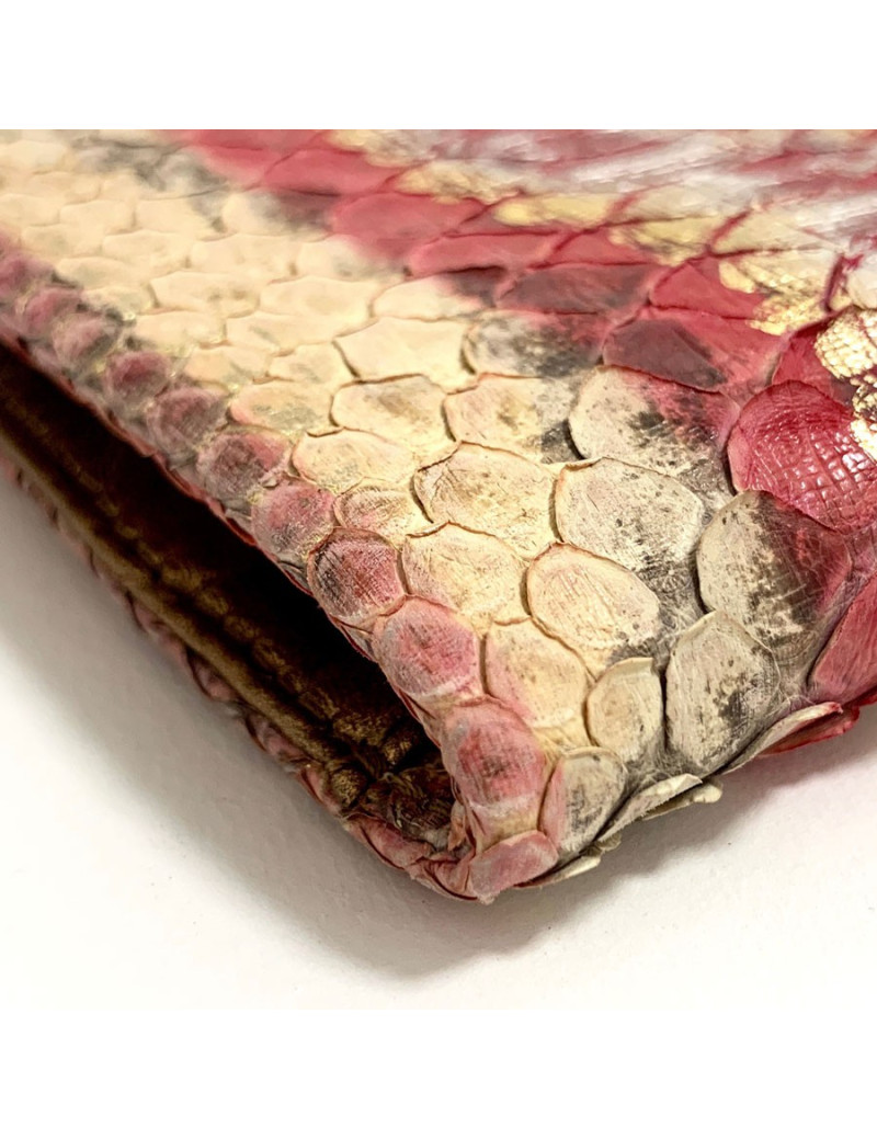 Pochette CHANEL python beige rose rouge