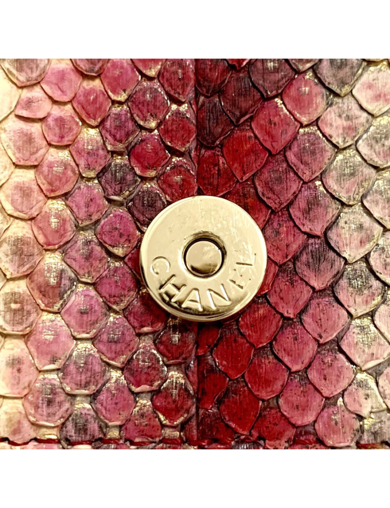 Pochette CHANEL python beige rose rouge